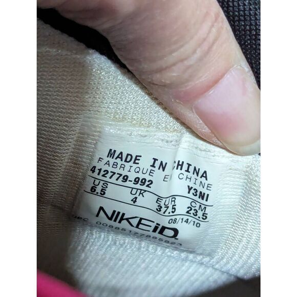 NikeiD Women's Custom Hot Pink Patchwork Fabric Hi Top Sneaker Shoes Size 6.5 - Picture 2 of 8